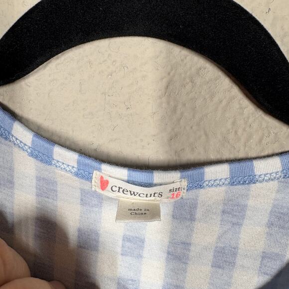 Crewcuts Girls Size 16 Gingham Drop Waist Dress Blue White Cotton Sleeveless - Picture 5 of 7